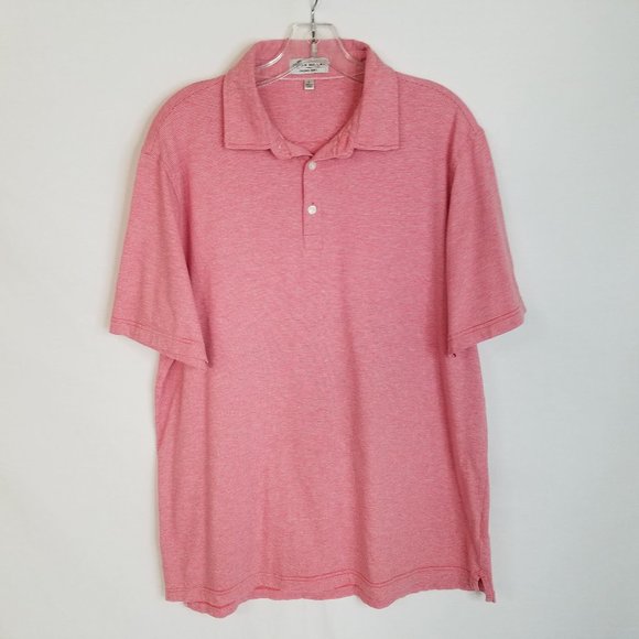 Peter Millar Crown Soft Pink Striped Polo Shirt Mens Size Large - Picture 1 of 4
